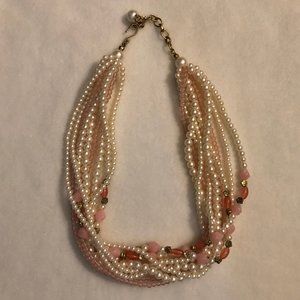 Betsy Michaels White & Pink Layered Neckace